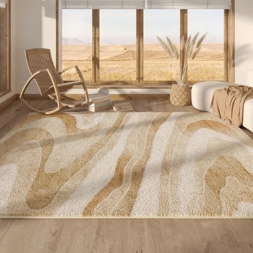 Tapis de Salon | Moderne Luxe Wabi-Sabi Poil Ras - Tapinna® Beige / Rectangulaire / 80x120cm