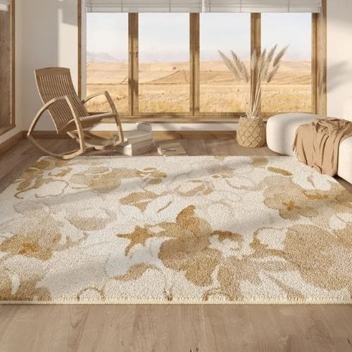 Tapis de Salon | Moderne Luxe Wabi-Sabi Poil Ras - Tapinna® Beige / Rectangulaire / 80x120cm