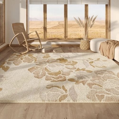 Tapis de Salon | Moderne Luxe Wabi-Sabi Poil Ras - Tapinna® Beige / Rectangulaire / 80x120cm