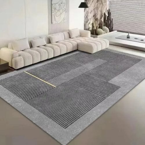 Tapis de Salon | Moderne Minimaliste - Tapinna® Doré Gris / Rectangulaire / 50x80cm (Petit Tapis)