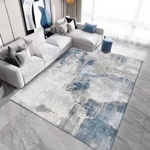 Tapis de Salon | Moderne Scandinave Persan - Tapinna® Bleu Gris / Rectangulaire / 60x90cm (23.6x35.4 Pouces)