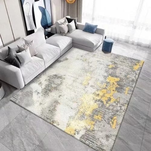 Tapis de Salon | Moderne Scandinave Persan - Tapinna® Doré Gris / Rectangulaire / 60x90cm (23.6x35.4 Pouces)