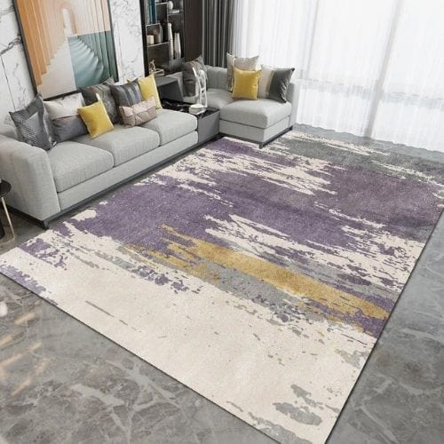 Tapis de Salon | Moderne Scandinave Persan - Tapinna® Doré Violet / Rectangulaire / 60x90cm (23.6x35.4 Pouces)
