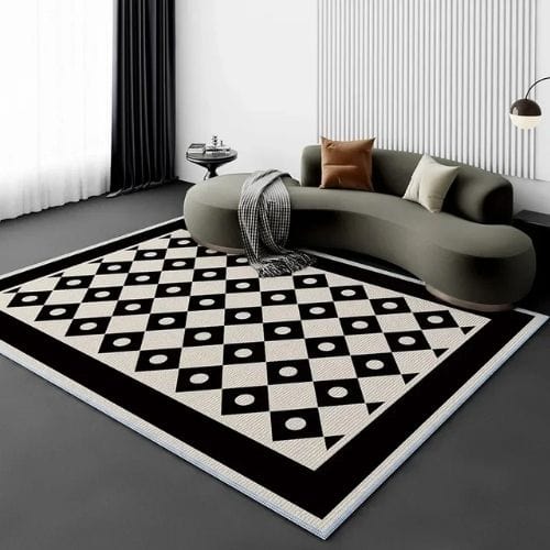 Tapis de Salon | Moderne Scandinave - Tapinna® Beige Noir et Blanc / Rectangulaire / 80x120cm