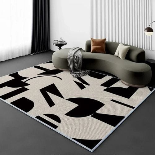 Tapis de Salon | Moderne Scandinave - Tapinna® Beige Noir et Blanc / Rectangulaire / 80x120cm