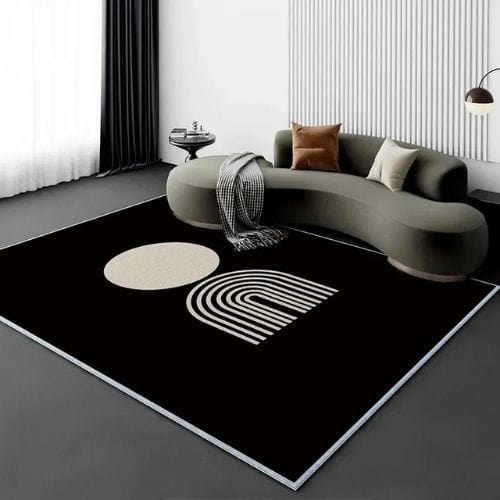 Tapis de Salon | Moderne Scandinave - Tapinna® Beige Noir et Blanc / Rectangulaire / 80x120cm