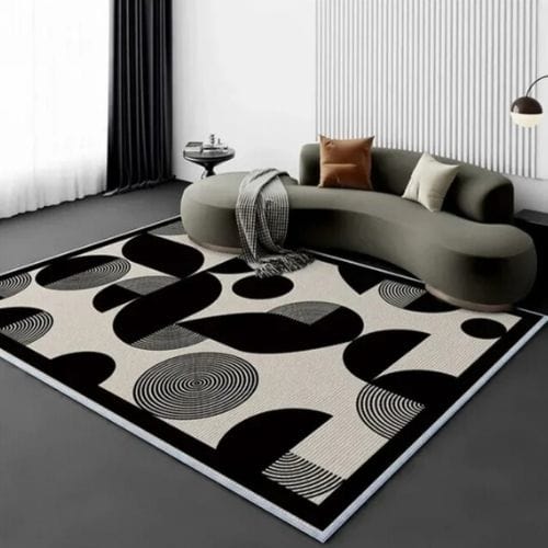 Tapis de Salon | Moderne Scandinave - Tapinna® Beige Noir et Blanc / Rectangulaire / 80x120cm