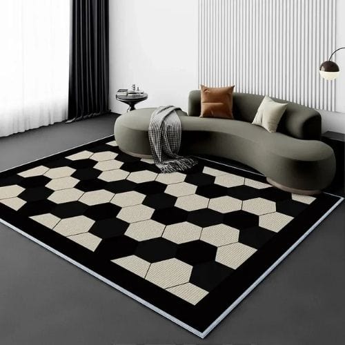 Tapis de Salon | Moderne Scandinave - Tapinna® Beige Noir et Blanc / Rectangulaire / 80x120cm