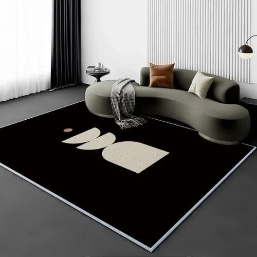 Tapis de Salon | Moderne Scandinave - Tapinna® Beige Noir et Blanc / Rectangulaire / 80x120cm