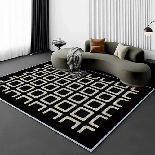 Tapis de Salon | Moderne Scandinave - Tapinna® Beige Noir et Blanc / Rectangulaire / 80x120cm