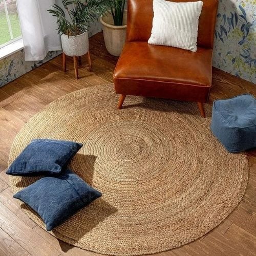 Tapis de Salon | Moderne Tressé Main - Tapinna® Marron / Rond / 60x60cm