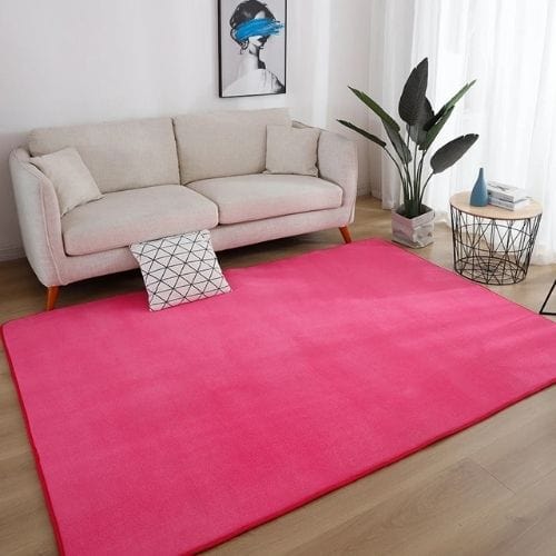Tapis de Salon | Moderne Uni Poil Ras - Tapinna® Rose / Rectangulaire / 40x60cm (15x23 Pouces)