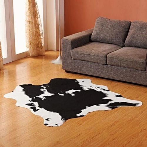 Tapis de Salon | Peau Animal - Tapinna® Noir et Blanc / Irrégulier / 140x160cm