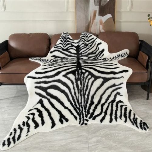 Tapis de Salon | Peau Animal - Tapinna® Noir et Blanc / Irrégulier / 150x180cm