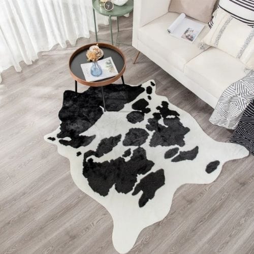 Tapis de Salon | Peau Animal - Tapinna® Noir et Blanc / Irrégulier / 160x230cm