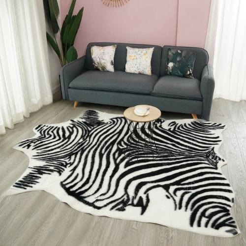 Tapis de Salon | Peau Animal - Tapinna® Noir et Blanc / Irrégulier / 170x220cm