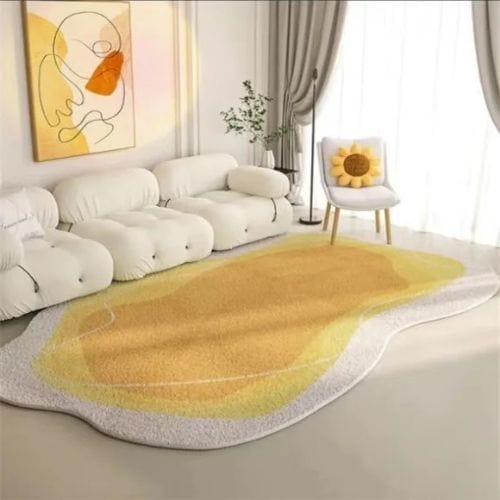 Tapis de Salon | Poil Ras Motif Rayé - Tapinna® Jaune / Irrégulier / 60x90cm