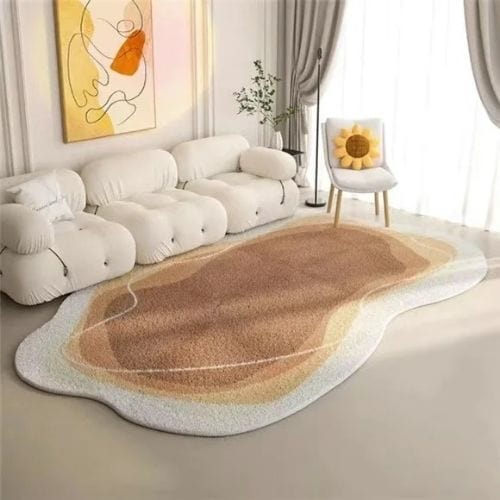 Tapis de Salon | Poil Ras Motif Rayé - Tapinna® Marron / Irrégulier / 60x90cm