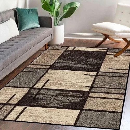 Tapis de Salon | Scandinave Kilim Abstrait - Tapinna® Marron / Rectangulaire / 60x90cm (Paillasson)