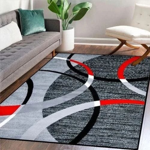 Tapis de Salon | Scandinave Kilim Abstrait - Tapinna® Rouge / Rectangulaire / 60x90cm (Paillasson)