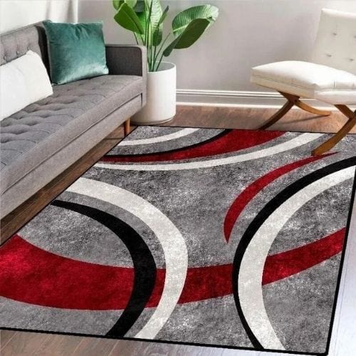 Tapis de Salon | Scandinave Kilim Abstrait - Tapinna® Rouge / Rectangulaire / 60x90cm (Paillasson)