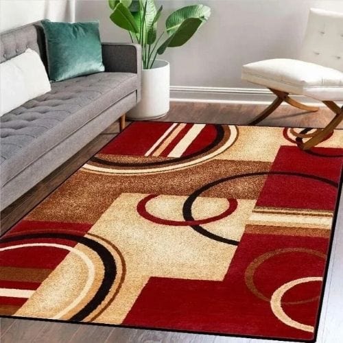 Tapis de Salon | Scandinave Kilim Abstrait - Tapinna® Rouge / Rectangulaire / 60x90cm (Paillasson)