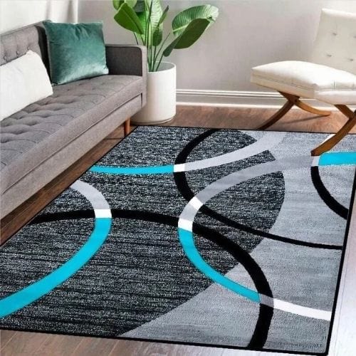 Tapis de Salon | Scandinave Kilim Abstrait - Tapinna® Turquoise / Rectangulaire / 60x90cm (Paillasson)