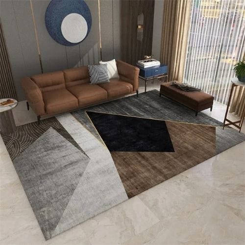 Tapis de Salon | Scandinave Kilim Moderne Luxe - Tapinna® Doré Gris Marron / Rectangulaire / 60x90cm (Paillasson)
