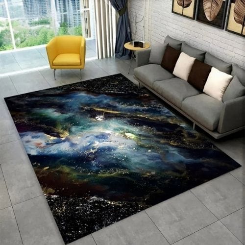 Tapis de Salon | Scandinave Moderne Européen Marbre - Tapinna® Doré Noir / Rectangulaire / 40x60cm (15x23 Pouces)