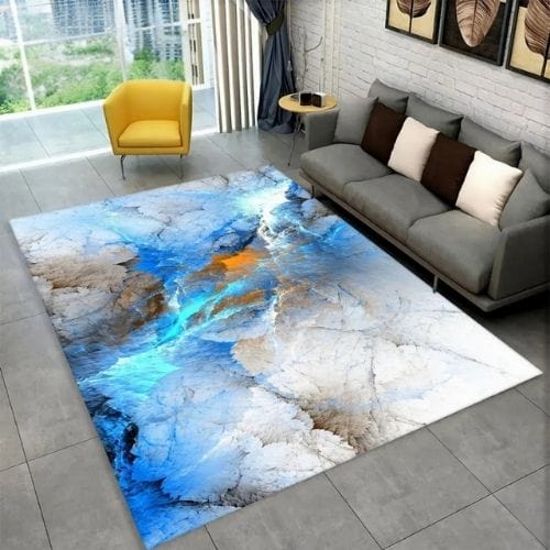 Tapis de Salon | Scandinave Moderne Européen Marbre - Tapinna® Gris Bleu / Rectangulaire / 40x60cm (15x23 Pouces)