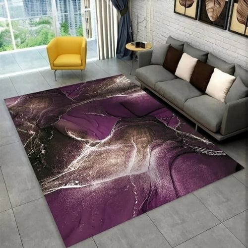 Tapis de Salon | Scandinave Moderne Européen Marbre - Tapinna® Violet / Rectangulaire / 40x60cm (15x23 Pouces)