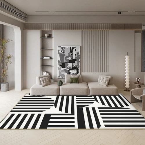 Tapis de Salon | Scandinave Moderne - Tapinna® Noir et Blanc / Rectangulaire / 80x120cm