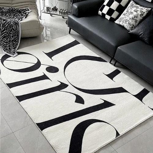 Tapis de Salon | Scandinave Moderne - Tapinna® Noir et Blanc / Rectangulaire / 80x120cm