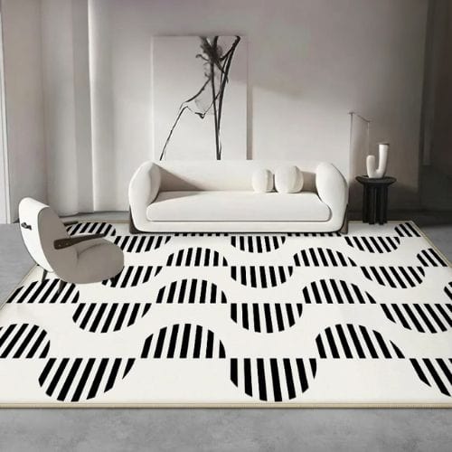 Tapis de Salon | Scandinave Moderne - Tapinna® Noir et Blanc / Rectangulaire / 80x120cm