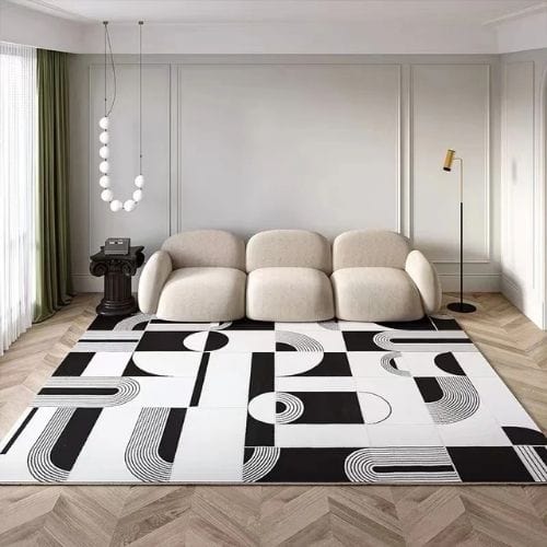 Tapis de Salon | Scandinave Moderne - Tapinna® Noir et Blanc / Rectangulaire / 80x120cm