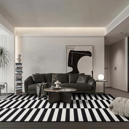 Tapis de Salon | Scandinave Moderne - Tapinna® Noir et Blanc / Rectangulaire / 80x120cm
