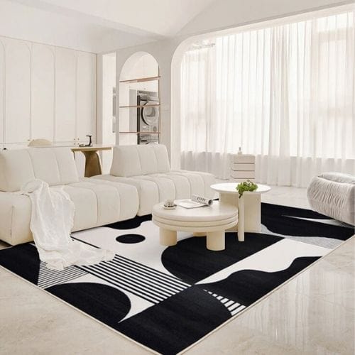 Tapis de Salon | Scandinave Moderne - Tapinna® Noir et Blanc / Rectangulaire / 80x120cm