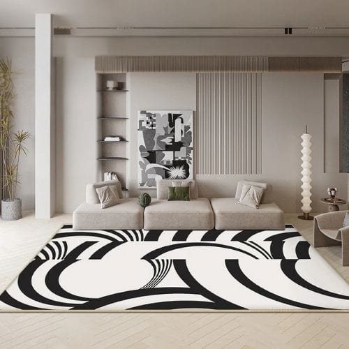 Tapis de Salon | Scandinave Moderne - Tapinna® Noir et Blanc / Rectangulaire / 80x120cm