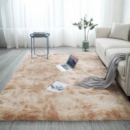 Tapis de Salon | Shaggy Uni Moderne Poil Long - Tapinna® Beige / Rectangulaire / 40x60cm (15.7x23.6 Pouces)