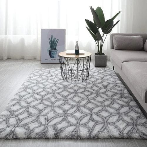 Tapis de Salon | Shaggy Uni Moderne Poil Long - Tapinna® Gris / Rectangulaire / 40x60cm (15.7x23.6 Pouces)