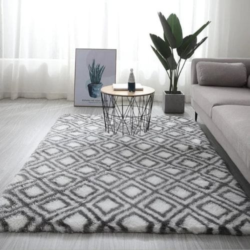 Tapis de Salon | Shaggy Uni Moderne Poil Long - Tapinna® Gris / Rectangulaire / 40x60cm (15.7x23.6 Pouces)