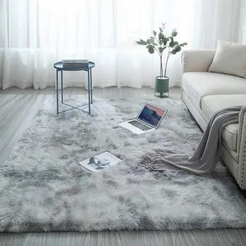 Tapis de Salon | Shaggy Uni Moderne Poil Long - Tapinna® Gris / Rectangulaire / 40x60cm (15.7x23.6 Pouces)