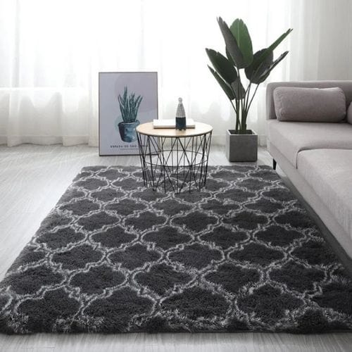 Tapis de Salon | Shaggy Uni Moderne Poil Long - Tapinna® Gris / Rectangulaire / 40x60cm (15.7x23.6 Pouces)