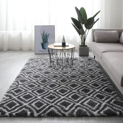 Tapis de Salon | Shaggy Uni Moderne Poil Long - Tapinna® Gris / Rectangulaire / 40x60cm (15.7x23.6 Pouces)