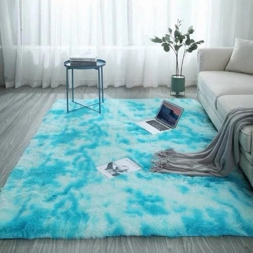 Tapis de Salon | Shaggy Uni Moderne Poil Long - Tapinna® Turquoise / Rectangulaire / 40x60cm (15.7x23.6 Pouces)