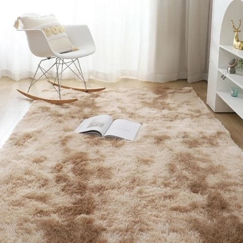 Tapis de Salon | Shaggy Uni Moderne Scandinave - Tapinna® Beige / Rectangulaire / 50x80cm (19x31 Pouces)