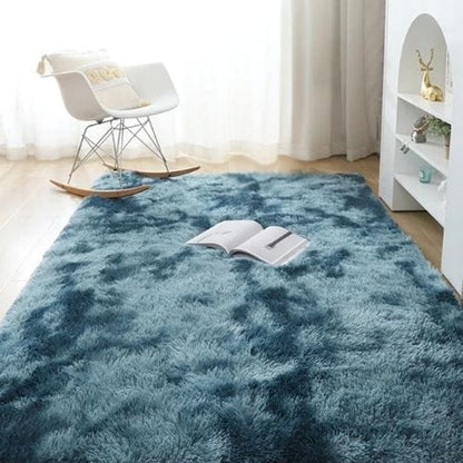 Tapis de Salon | Shaggy Uni Moderne Scandinave - Tapinna® Bleu / Rectangulaire / 50x80cm (19x31 Pouces)