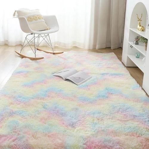 Tapis de Salon | Shaggy Uni Moderne Scandinave - Tapinna® Coloré / Rectangulaire / 50x80cm (19x31 Pouces)