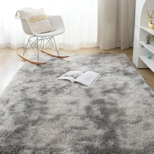 Tapis de Salon | Shaggy Uni Moderne Scandinave - Tapinna® Gris / Rectangulaire / 50x80cm (19x31 Pouces)