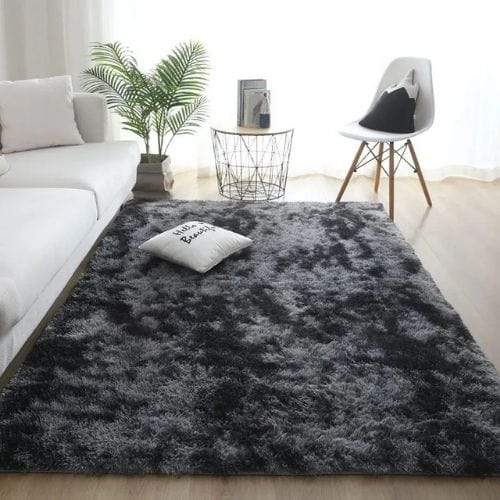 Tapis de Salon | Shaggy Uni Moderne Scandinave - Tapinna® Gris / Rectangulaire / 50x80cm (19x31 Pouces)